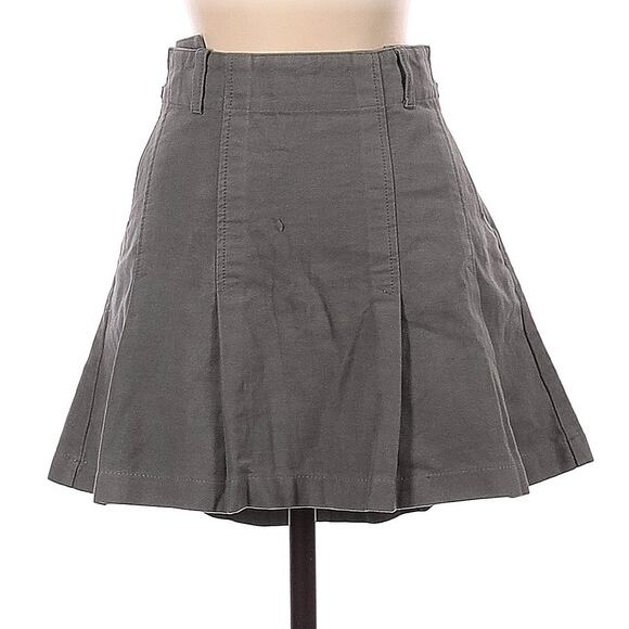 Ted Baker Jean Vintage Pleated Faux Suede Circle Mini Skirt Green Gray Size 3 - Picture 1 of 11
